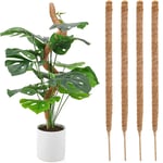 4-pack Monstera mosspinnar för inomhusväxter, böjbar växtstöd med trädgårdsredskap Jute rep, perfekt för klätterväxter