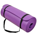 BalanceFrom GoCloud Tapis de yoga polyvalent de 2,5 cm, très épais, haute densité, anti-déchirure, avec sangle de transport (violet), 180,3 cm de long, 61 cm de large