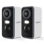 DEATTI 2K Camera Surveillance WiFi Exterieure sans Fil Batterie, Caméra de Surveillance Extérieur/Intérieur, AI PIR Detection Mouvement, Vision Nocturne Couleur, Audio Bidirectionnel, IP66/Alexa