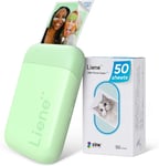 Imprimante Photo Portable, 2 X 3'' Portable Mini Imprimante Instantanée Avec 50 Zink Papiers Photos Adhésifs, Bluetooth 5.0, Compatible Avec Ios/Android, Imprimante Photo Pour Iphone (Vert)