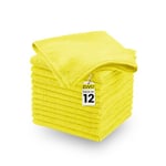 Zuvo Lot de 12 Chiffons en Microfibre pour Nettoyage Quotidien - 32 x 32 cm - Chiffon de Nettoyage Multifonction en Microfibre pour Kithcen, Voiture, Verre - Jaune