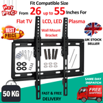 TV WALL BRACKET MOUNT SLIM FOR 26 30 32 40 42 50 55 INCH FLAT 3D LCD LED PLASMA