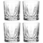 Leonardo Capri 022774 Lot de 4 verres à jus, lavables au lave-vaisselle, avec relief, à facettes, à eau, transparents, hauteur 9,5 cm, 330 ml