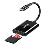 UGREEN 2-in-1 SD Card Reader, USB C to Micro SD/SD Card Adapter, Thunderbolt 3 for TF/UHS-I/SDXC/SDHC/MMC Card, Compatible with iPhone 15/Pro Max/Pro, iPad Pro, MacBook Pro/Air, Galaxy S22/23 (Black)