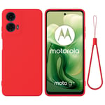 Motorola Moto G04 / G24 / G24 Power Liquid Silikon Deksel med Stropp - Rød