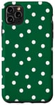 Coque pour iPhone 11 Pro Max Green and White Polka Dots Cute Fun Retro Vintage Pattern