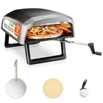 NutriChef Table Top Portable Outdoor Pizza Ovens – 12 inch Gas Pizza Oven, 360° Rotating Pizza Stone, Quick Heating Pizza Maker, Premium Stainless Steel Pizza Grill, Ready Pizza in 60 Seconds