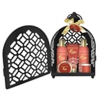 Coffret Hammam Rose - Lanterne Soins Corps avec Gel Douche, Bain Moussant, Lotion Corps, Crème Mains et Bougie - Cadeau Femme Rose Spa Maison Relaxation et Cocooning - French Tendance