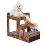 VEVOR Lit Superposé pour Animaux de Compagnie Chien Chat avec Escaliers Amovibles Plusieurs Marches avec Tiroir de Rangement pour Utilisation Intérieure Maison Chambre Près du Chevet Fenêtre, Marron