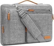 Sacoche Ordinateur Portable,Sacoche Pc Portable 14 Pouces Compatible Avec Macbook Air 15 M3 M2/Pro 15,Sac Ordinateur Sac Messager Côté Ouvert Avec 4 Poches Zipper&Poignée,Gris