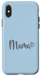 Coque pour iPhone X/XS Gris Bleu Clair Cœur Maman