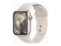 Apple Watch Series 9 (Gps) - 41 Mm - Stjärnljusaluminium - Smart Klocka Med Sportband - Fluoroelastomer - Starlight - Bandstorlek: S/M - 64 Gb - Wi-Fi, Bluetooth, Uwb - 31.9 G