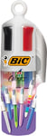 BIC 4 Couleurs Stylos-Bille Rétractables Pointes Moyennes Collectionneur (1,0 mm) - Corps Rond - Pot à Stylos de 6 - Encres Assorties