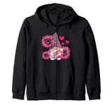 Leopard Gnome Sunflower and Pencil Valentines Day Teacher Zip Hoodie