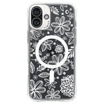 CYRILL by Spigen UltraSheer Mag Case Compatible with iPhone 16 [Compatible with MagSafe] (2024) - White Florals