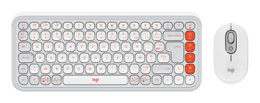 Logitech POP Icon Combo clavier Souris incluse Universel Bluetooth AZERTY Français Orange, Blanc - Neuf