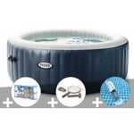 Kit spa gonflable Intex PureSpa Blue Navy rond Bulles 6 places + 6 filtres + Kit d'entretien + Aspirateur