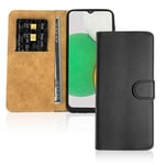 Leather Wallet Flip Cover Case for Samsung Galaxy A03 Core (Black) Black