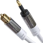 Mini-TOSLINK optical audio cable with signal protection, white – 7,5m (Mini-TOSLINK to TOSLINK, digital S/PDIF cable/fiber optic cable for soundbars, stereo systems/amps, Hi-Fi) – CableDirect