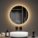 EMKE Miroir de Salle de Bain Rond de 50 cm de diamètre avec 3 Couleurs de lumière à intensité Variable, Fonction mémoire, Interrupteur Tactile, IP44, économe en énergie, rétroéclairé