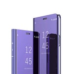 MRSTER Xiaomi Pocophone F1 Miroir Housse Coque Etui à Rabat, Mirror Smart View Standing 360° Protecteur Etui Coque pour Xiaomi Pocophone F1. Mirror: Purple