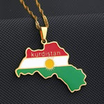 1pc Kurdistan Karta och Flagga Hänge Halsband för Älskare Män