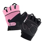 TAVIALO Gants Fitness Femmes pour Musculation, Taille M (16-19 cm), Couleurs Rose, Noir, Gym Crossfit, Vélo Sport. Paume en Cuir, Dos Respirant