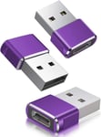 Purple - Adaptateur USB C femelle vers USB A mâle 3 Pack,Converter C Charger Cable pour Apple Watch 7 SE,iPhone 11 12 13 Pro Max Mini,8,AirPods,iPad 10 Air 5,14,Samsung Galaxy S23 S22 S21.