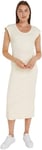 Tommy Hilfiger Slim Rib DRS MIDI Cap Sleeve WW0WW41273 Robes Moulantes, Beige (Calico), L Femme