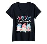 Womens Walking In A Winter Wonderland Christmas Cute Gnome Matching V-Neck T-Shirt