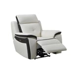 Vente-unique Fauteuil relax électrique en cuir ANGELIQUE - Blanc/anthracite