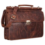 STILORD 'Stephan' Sac Porte Documents Cuir Homme Femme Serviette de Travail Vintage Sac Ordinateur Business 16 Pouces Sac Bandoulière en Cuir Véritable, Couleur:Kara - Cognac