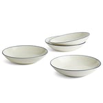 Royal Doulton Bowls - Gordon Ramsay Maze Denim Line - Stoneware Pasta Bowl Set of 4 - Large Bowls Ideal for Pasta, Lunch and Dinner - 24cm Each, Blue,White