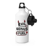 Evil Genius Fuel Sports Water Bottle Funny Joke Coffee Tea Caffeine Lover Crazy