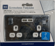 BG Screwless Flat Plate Double Switched Fast Charging Power socket USB