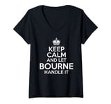 Womens Keep Calm And Let Bourne Handle It Funny Custom Name V-Neck T-Shirt