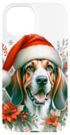 iPhone 15 Christmas American English Coonhound Dog Watercolor Artwork Case