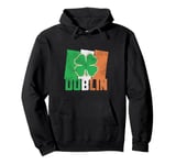 Shamrock Clover On Vintage Irish Flag Dublin Ireland Pride Pullover Hoodie