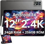 OUKITEL OT5S Android 14 Tablette - 12 Pouces Écran 2.4K, 24(6+18)Go RAM+256Go ROM/2To TF Tablette Gaming, 8250mAh Tablette Tactile Caméra 16MP, TÜV Tablet PC 4G LTE Double SIM/5G WiFi/Widevine L1/GPS-NOIR