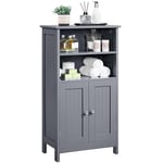 Yaheetech Armoire Rangement Salle de Bain, Meuble Rangement Toilette, Placard avec 2 Portes, 2 Casiers Ouverts, Étagère Réglable, Salon, Chambre, Cuisine, 50 x 30 x 92,5 cm, Gris Foncé