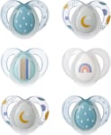 Tommee Tippee Nighttime Dummies, 6-18 months, 6 pack of glow in the Blue/Grey 