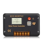 ECO-WORTHY 30A 12V/24V Contrôleur de Charge panneau solaire, régulateur intelligent avec écran LCD, PWM Intégré, Double Port USB, Protection contre les Surcharges pour Batteries