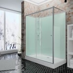 Cabine de douche intégrale avec porte coulissante, verre 5 mm, cabine de douche complète Ibiza Schulte 90 x 160 cm, paroi latérale à gauche,