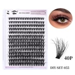 Individuella falska ögonfransar - Set Natural Volume Lashes - 40p Svart