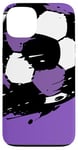 Coque pour iPhone 13 Maillot de match de football avec ballon de football violet et blanc