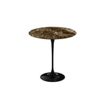 Knoll - Saarinen Round Table - Småbord, Svart underrede, skiva i glansig brun Emperador marmor, Ø 51 - Sidobord - Eero Saarinen - Svart - Metall/Trä