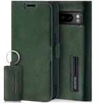 SURAZO Slim Magnetic Mobile Phone Case for Google Pixel 8 Pro Leather - Foldable Genuine Leather Protective Case [with Card Slot, RFID Protection] Flip Wallet Case Cover Leather Case (Dark Green)