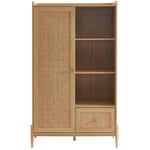 Armoire pablo effet bois et cannage rotin 1 porte et 1 tiroir