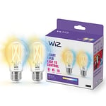 WiZ Smart Bulb, E27 Clear Light Bulb, Smart Dimming LED, Connected WiFi Works with Alexa, Google Assistant & HomeKit, App Control for Livingroom, Bedroom, Dining Room, Energy Monitoring, 2 Pack