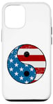 Coque pour iPhone 12/12 Pro Drapeau américain Yin et Yang rouge, blanc et bleu avec étoiles